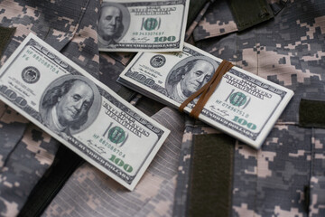 money on camo background