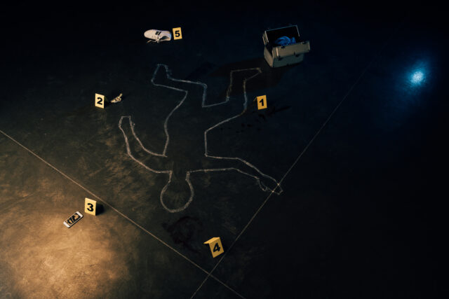 outline of body crime scene